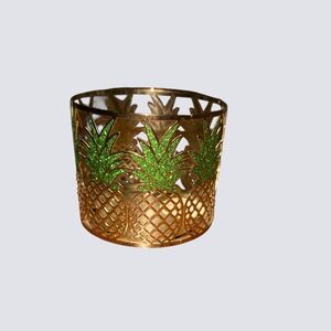Bath & Body Works Pineapple 3-Wick Candle Holder Gold & Green